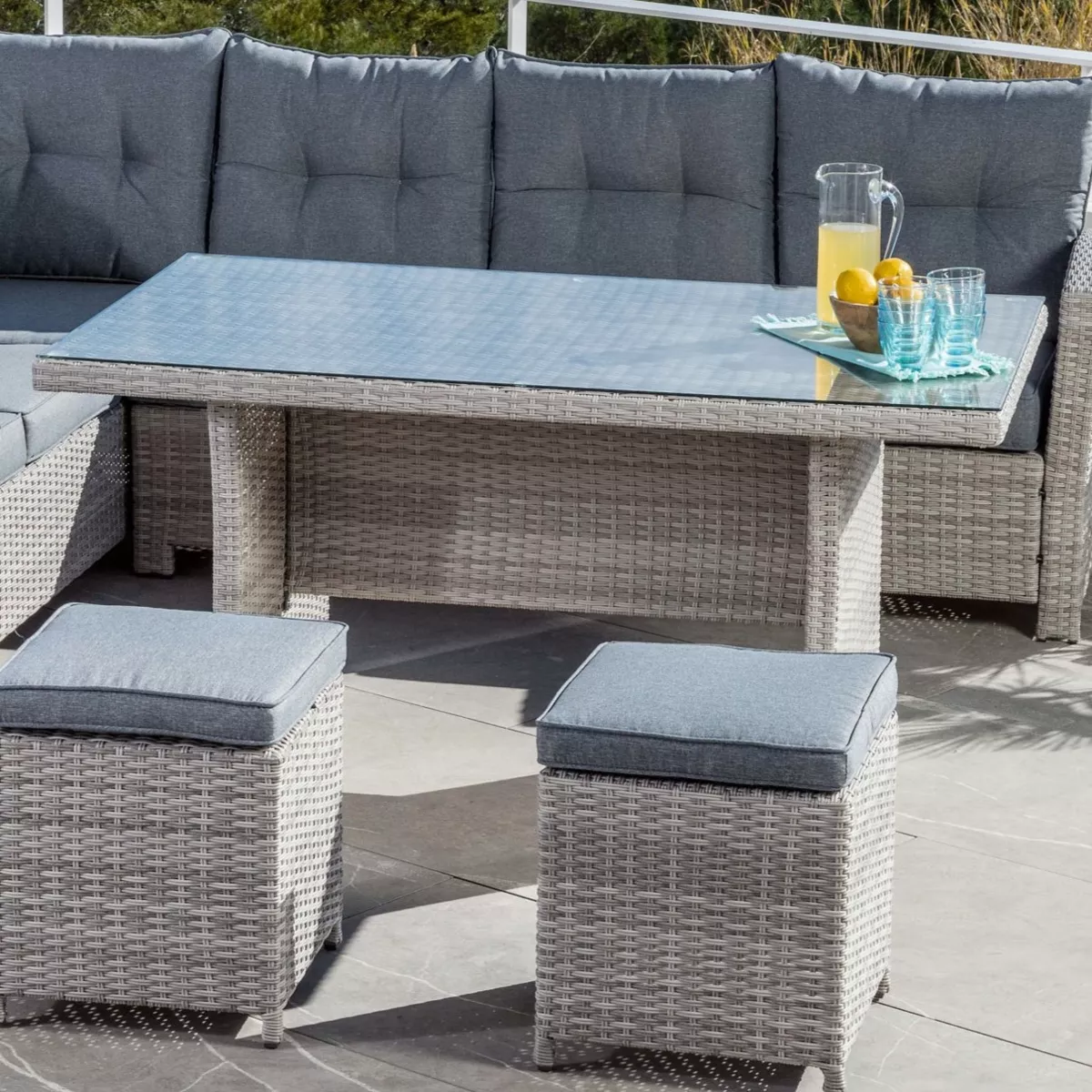 Tavolo da giardino alluminio/polyrattan 6 posti (145 x 85 cm) Tivoli - Grigio