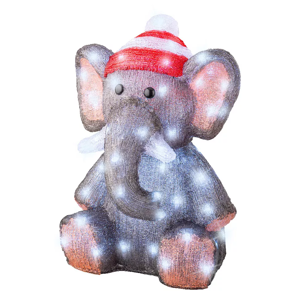 Elefante luminoso 70 LED (H46 cm) Lulu Bianco Freddo
