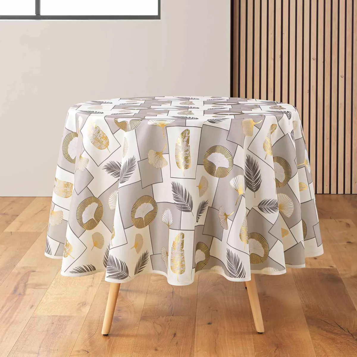 Ronde anti-vlek tafelkleed (180 cm) Natane Beige