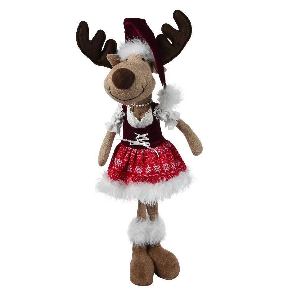 Renne de Noël (H59 cm) Miss Bavaroise robe Rouge