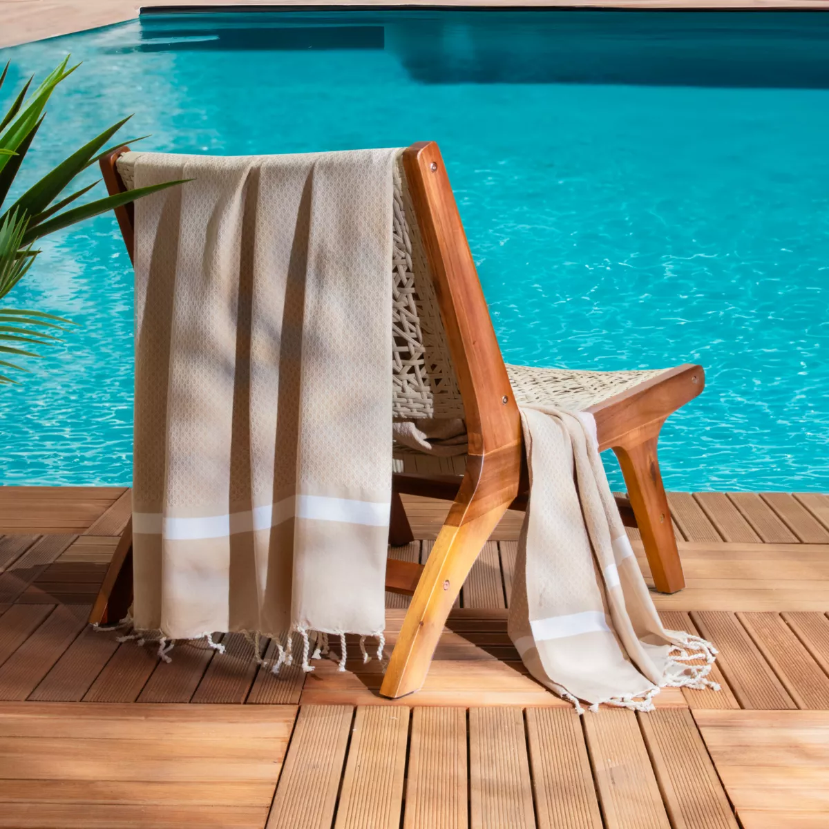 Strandtuch aus recycelter Baumwolle (100 x 200 cm) Selma Beige