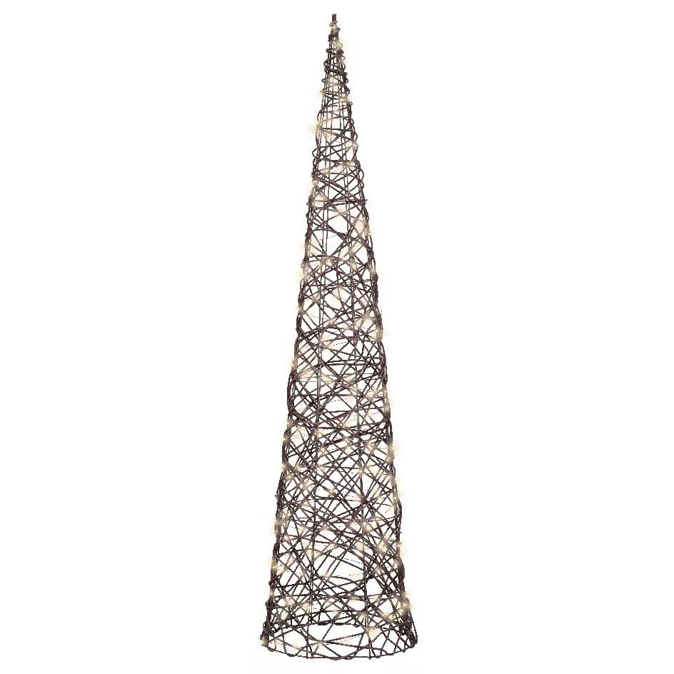 Beleuchtete Pyramide 240 Micro LED (H120 cm) geflochtenes Kunstharz Braun/Warmweiß