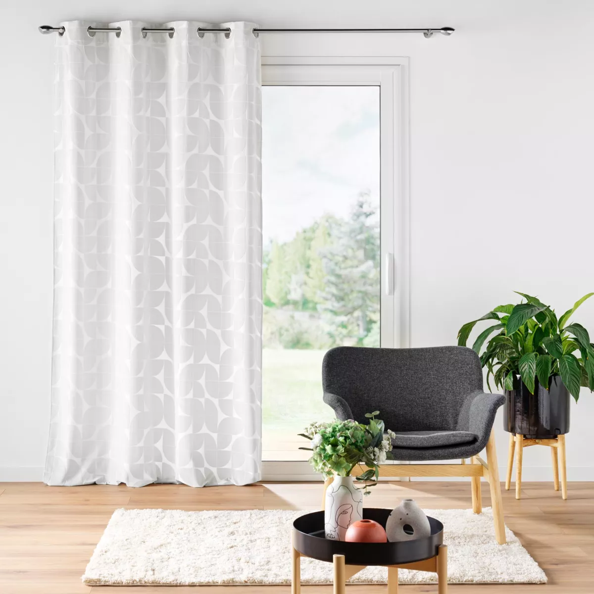 Rideau œillets velours (135 x 260 cm) Geolia Blanc