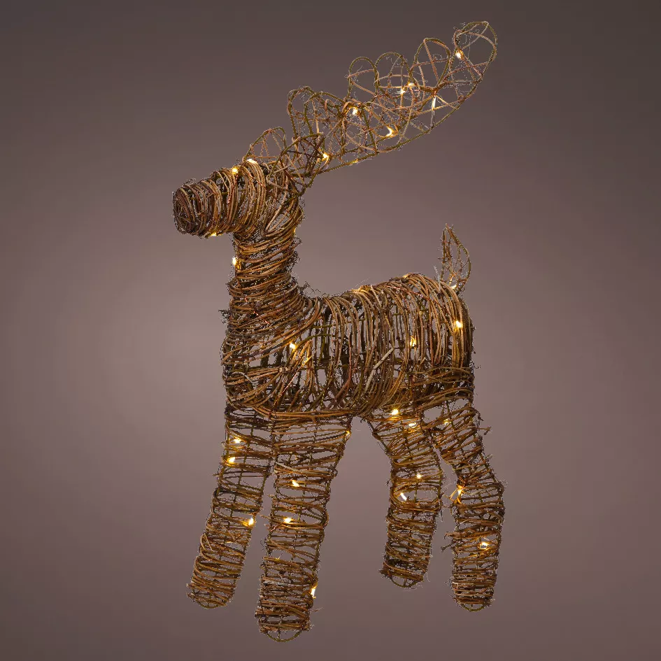 1 Micro LED renne intŽrieur L12.00-W30.00-H55.00cm-50L marron/blanc chaud