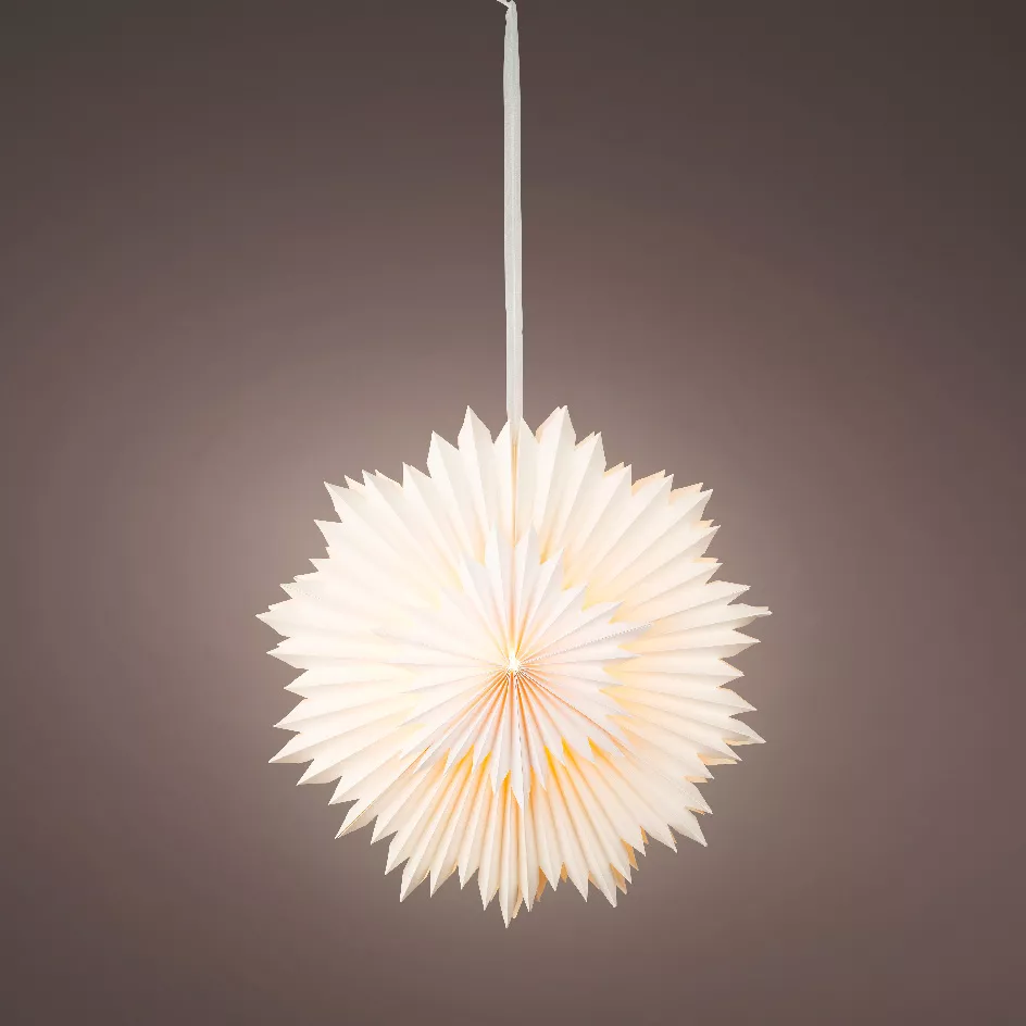 Decorazione da appendere luminosa in carta LED (D40 cm) Origami Star Bianco caldo