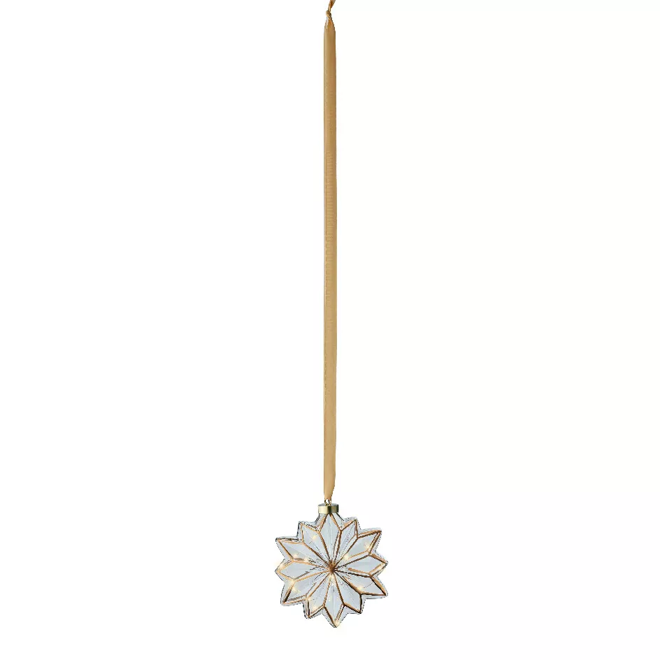 Beleuchtete Blume aus Glas Batteriebetrieben15 LED (D19 cm) Vintage Gold/Warmweiß