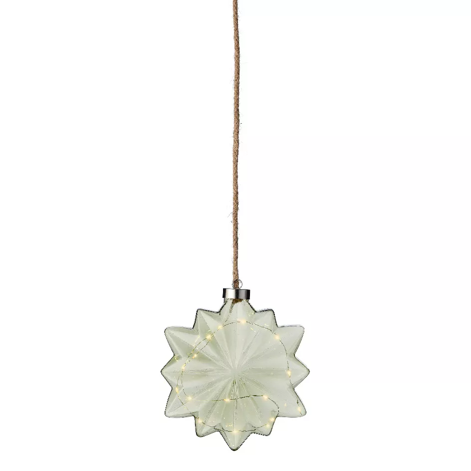 Beleuchtete Blume aus Glas batteriebetrieben LED (D19 cm) Eisteegrün