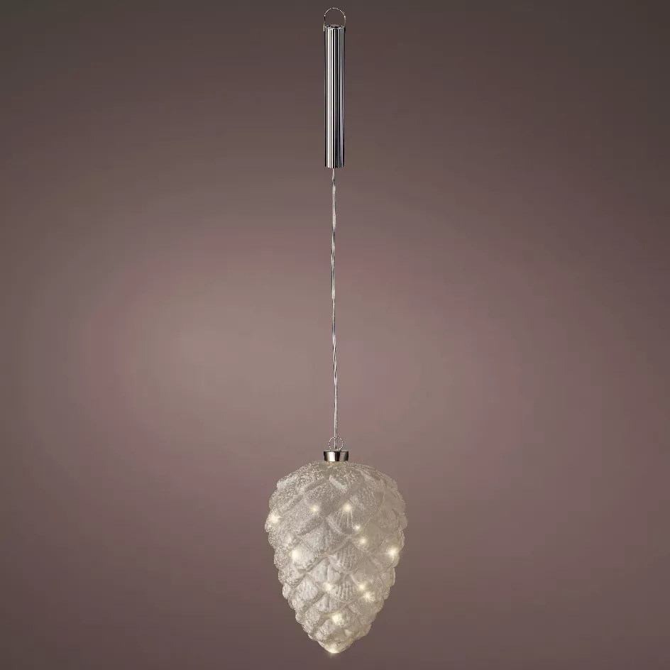 Beleuchteter Tannenzapfen Batteriebetrieben 15 LED (H21 cm) Glacée Warmweiß