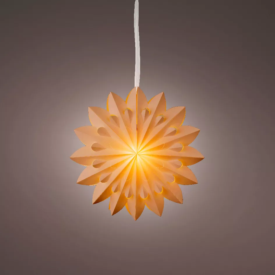 Beleuchtete Weihnachtsdeko aus Papier LED (D40 cm) Origami Floralia Sandfarben