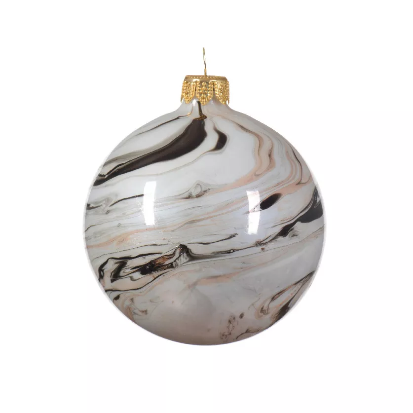 Weihnachtskugel aus Glas (D80 mm) Pekannuss Marmorierung