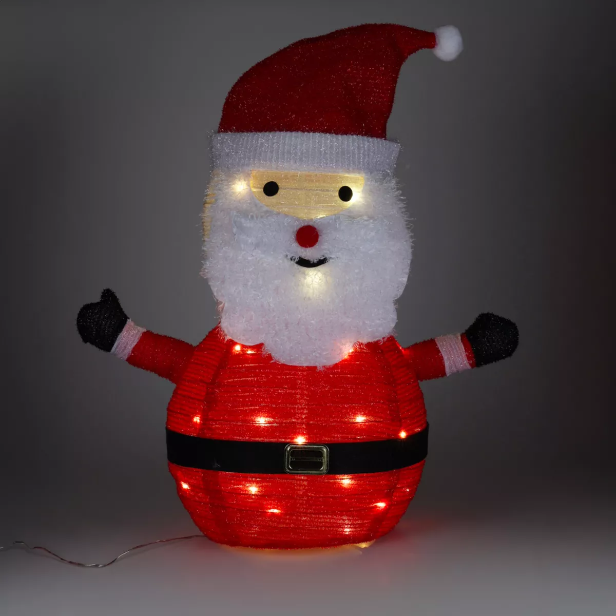 Père Noël lumineux à piles (H68 cm) Pliable Rouge