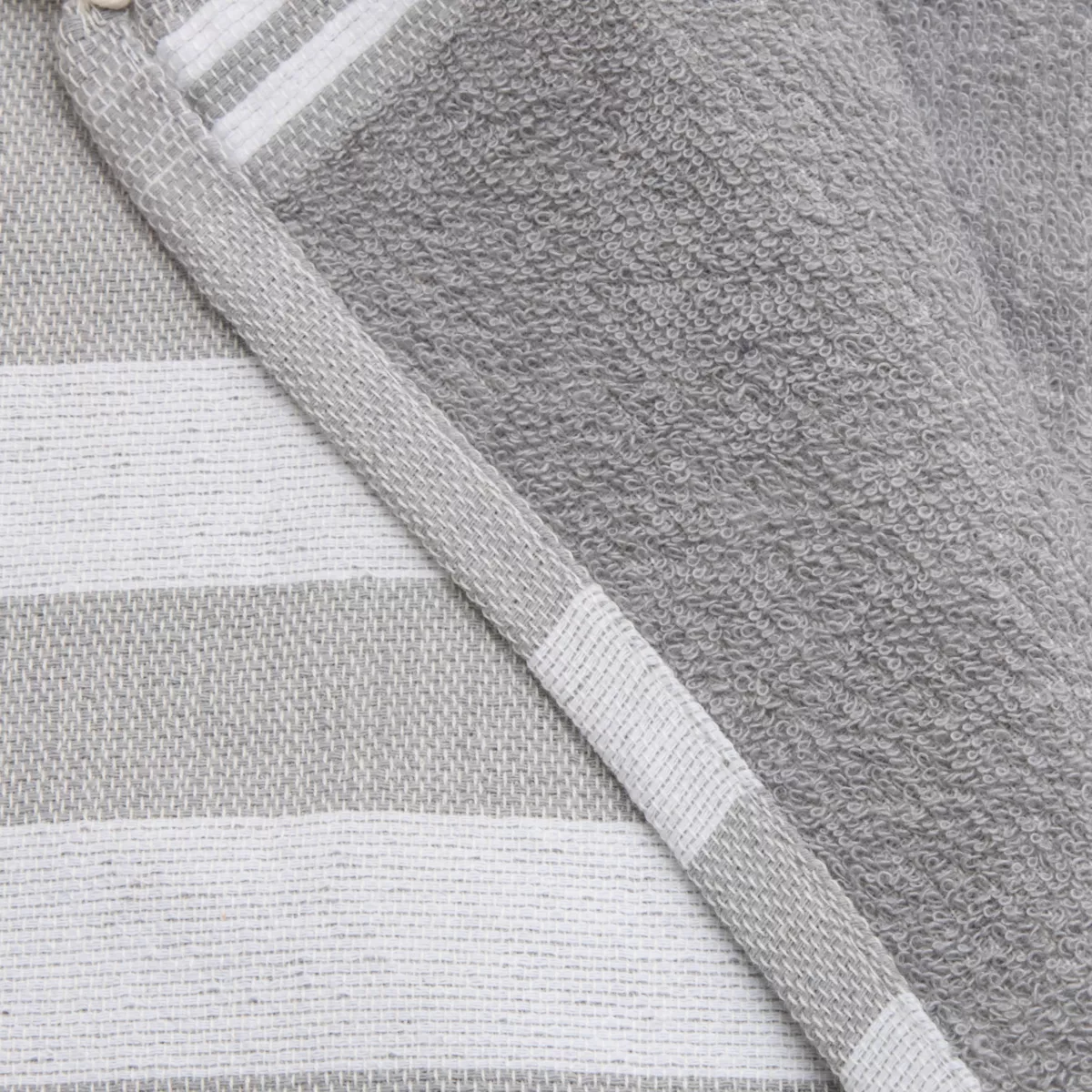 Strandtuch aus recycelter Baumwolle und Frottee (100 x 200 cm) Coralia Grau