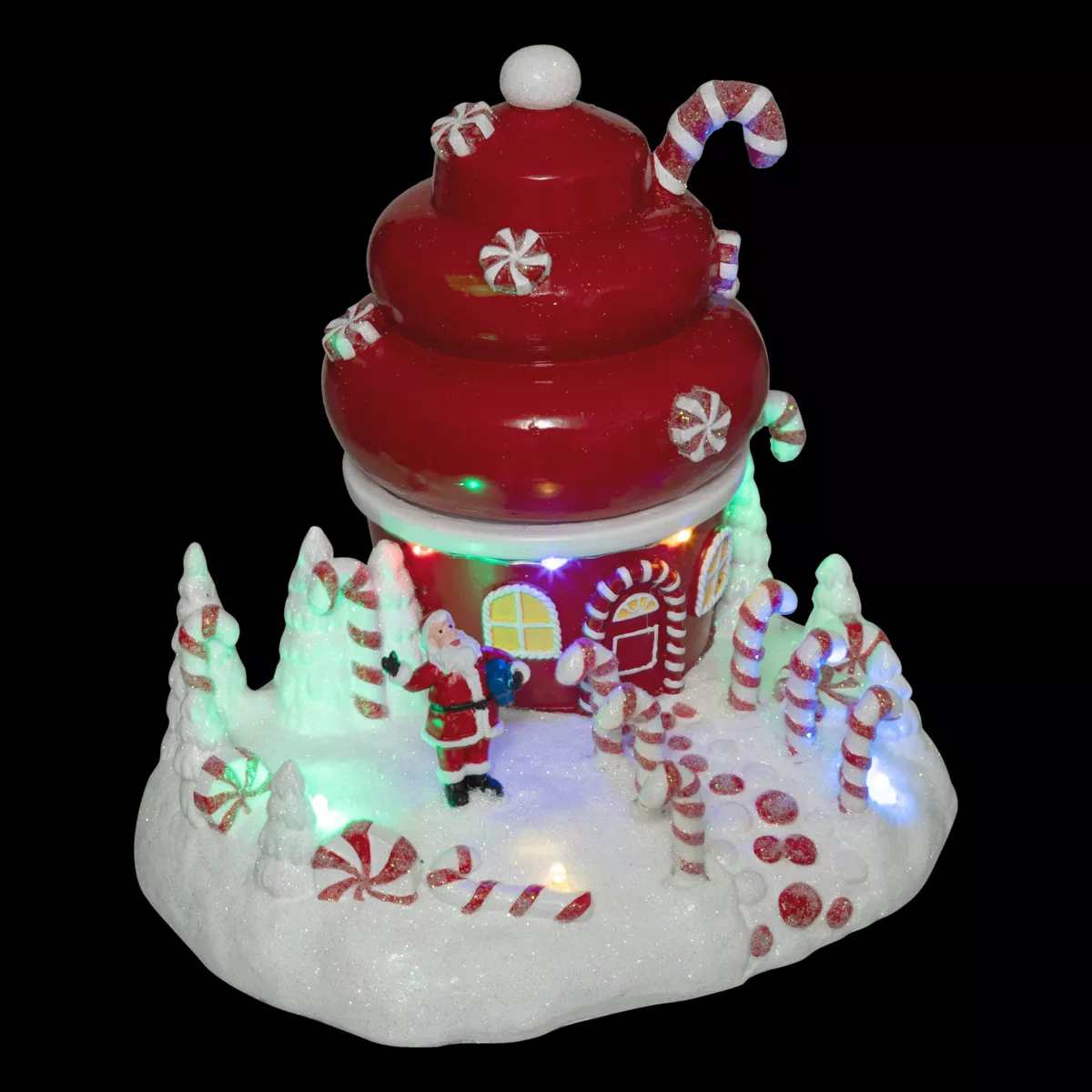 Scena di vita illuminata e animata (H17 cm) Cupcake di Babbo Natale