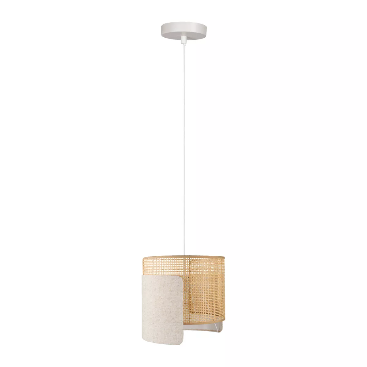 Hangende lamp van linnen en bamboe (D28,5 cm) Bourgeon Beige