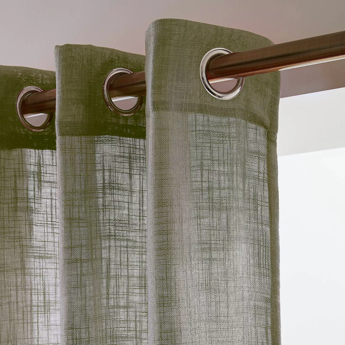 Voilage œillets effet lin (140 x 240 cm) Robin Vert romarin