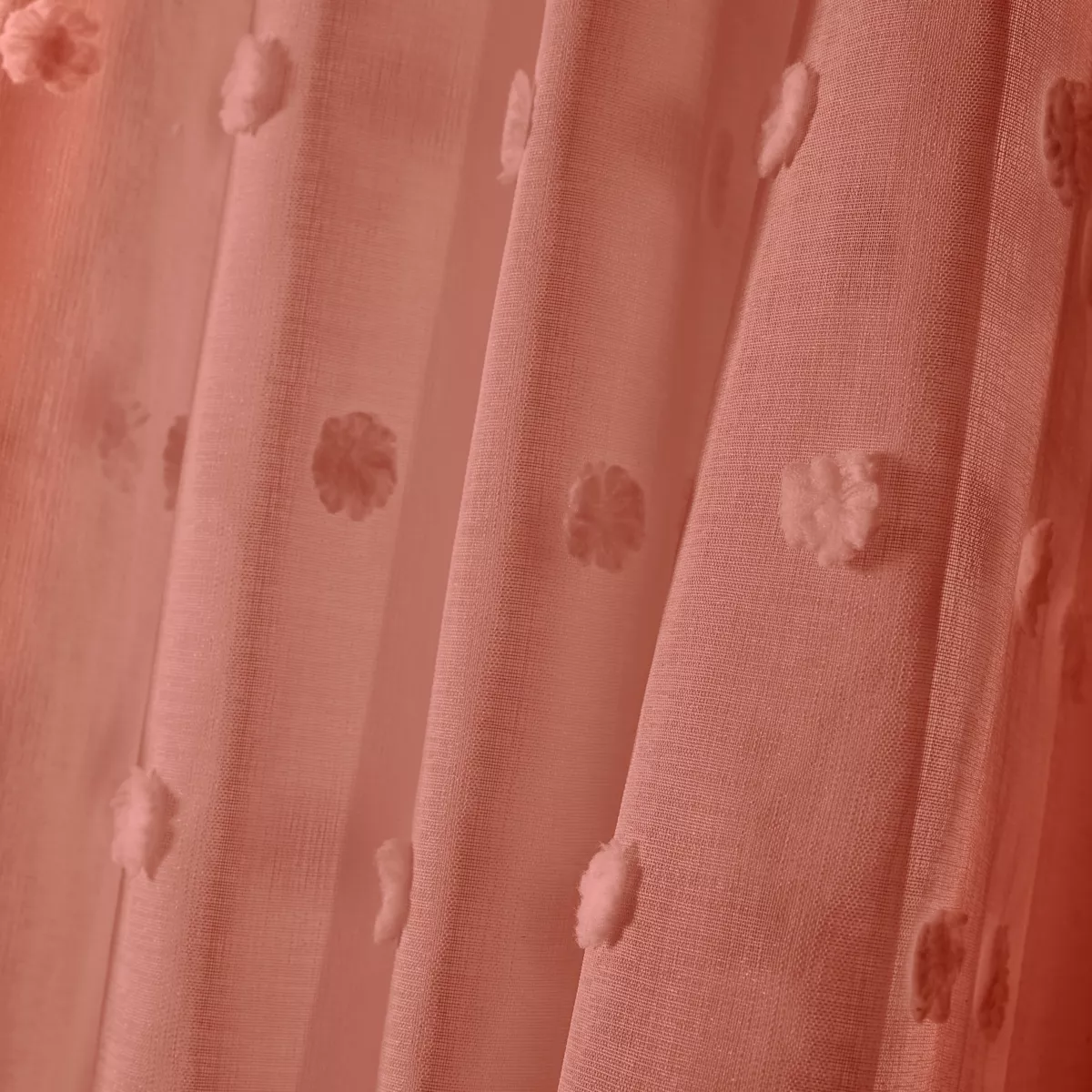 Voilage oeillets pompons (140 x 240 cm) Emie Terracotta