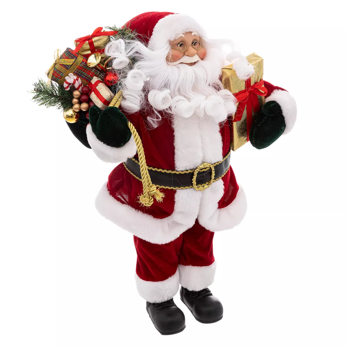 Babbo Natale decorazione tradizionale velluto (H45 cm) Felix e regali