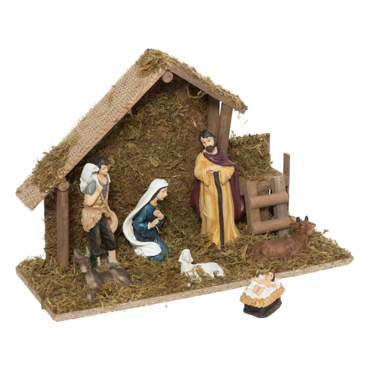 CRECHE DE NOEL LED 7 SANTONS 30X20CM