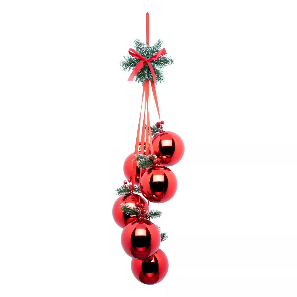 SUSP 6 BOULES PVC ROUGE