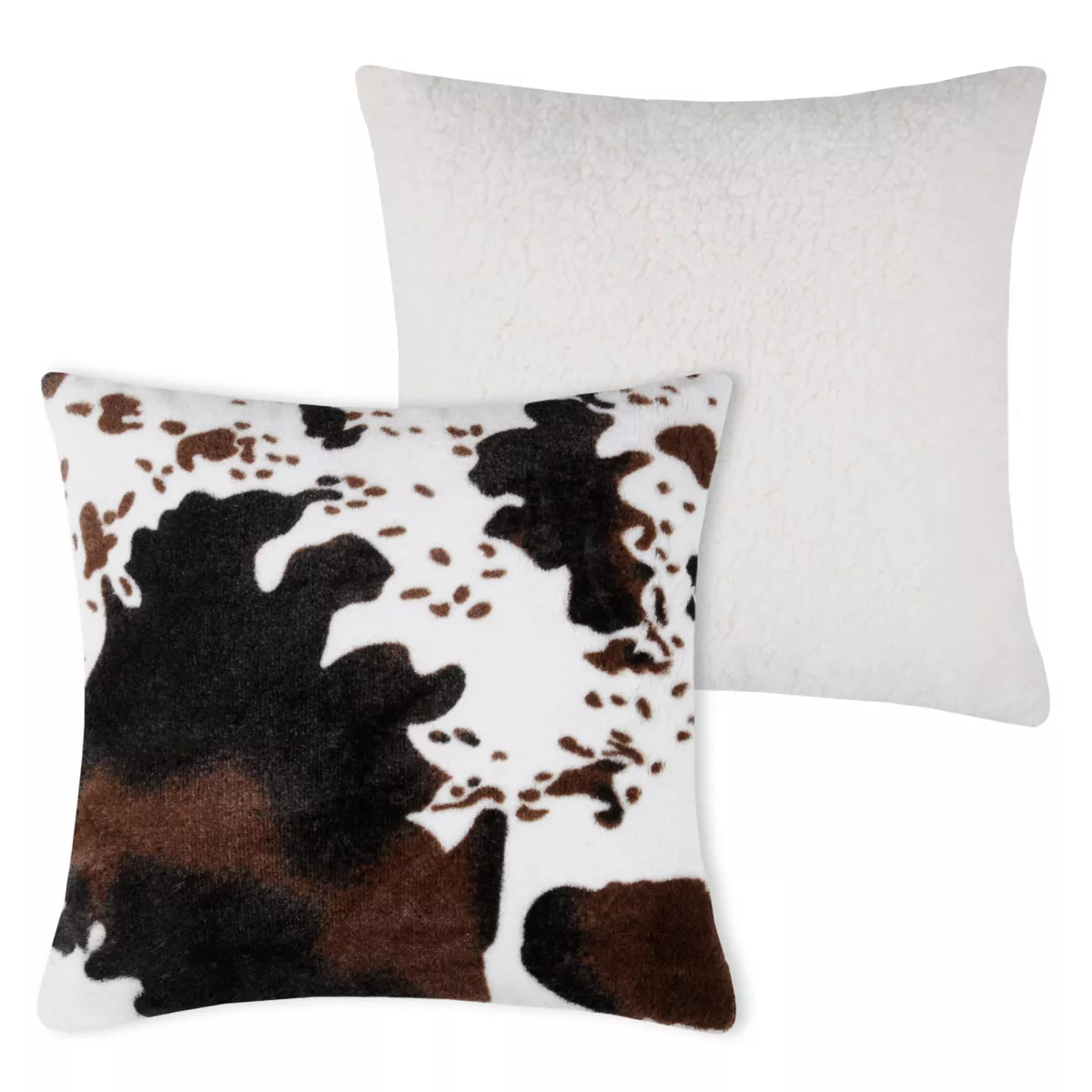 Coussin carré fausse fourrure (40 x 40 cm) Vache Brun