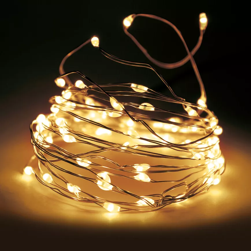 FIL D'ARGENT - 240 MICRO LED BLANC CHAUD INTERIEUR/EXTERIEUR + BOITIER CLIGNOTEUR 8 FONCTIONS + TIMER