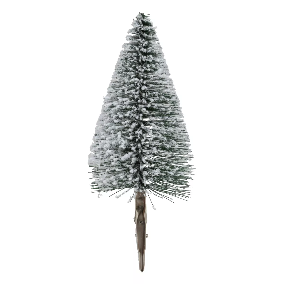 Set di 4 abeti su pinza (H20 cm) Foresta incantata Verde innevato