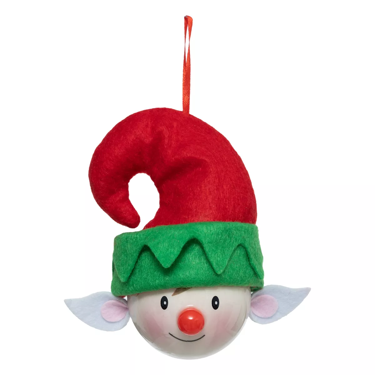 Kerstbal (D75 mm) Rode neus kabouter
