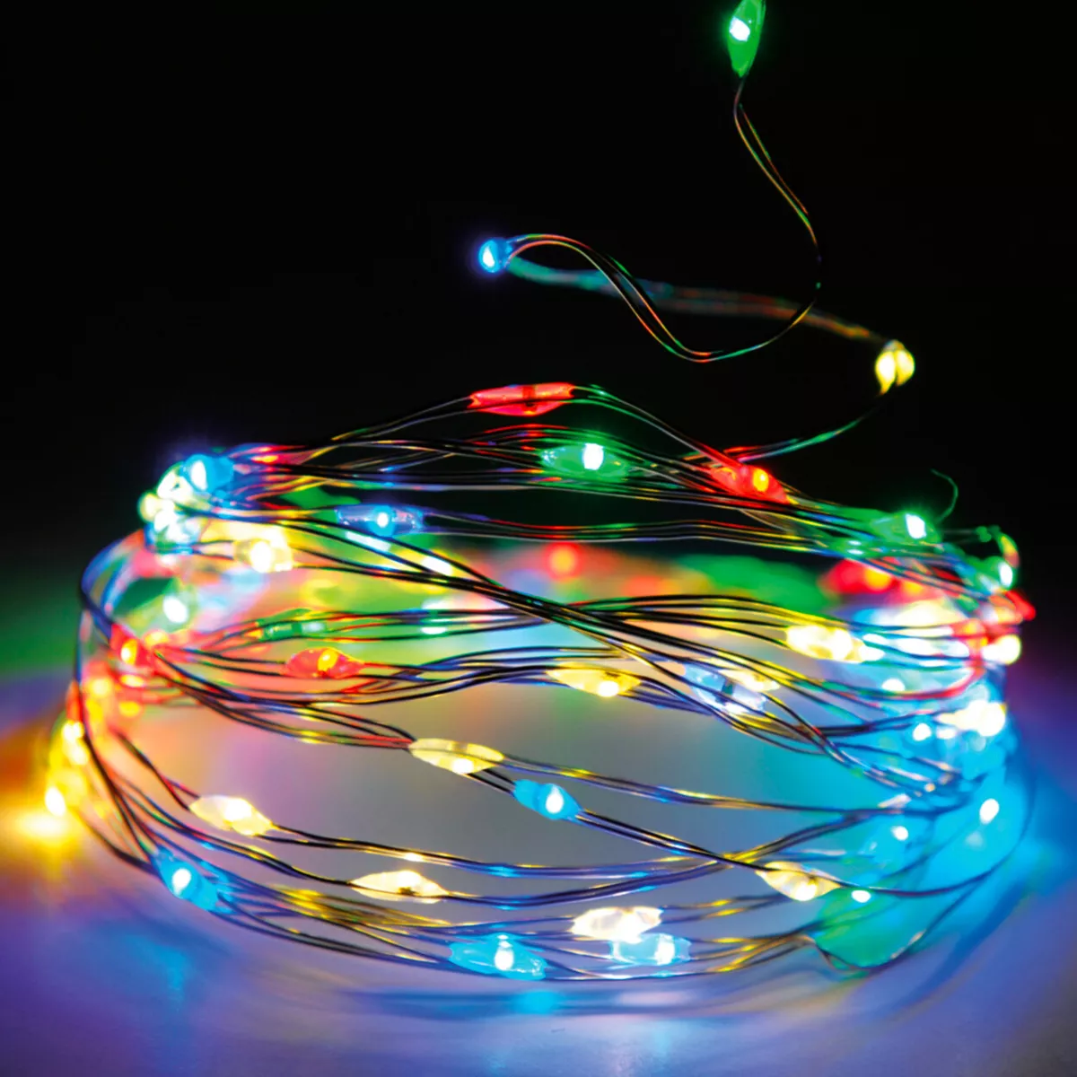 Lichterkette 8 m 80 Micro LED Fil d'argent Mehrfarbig