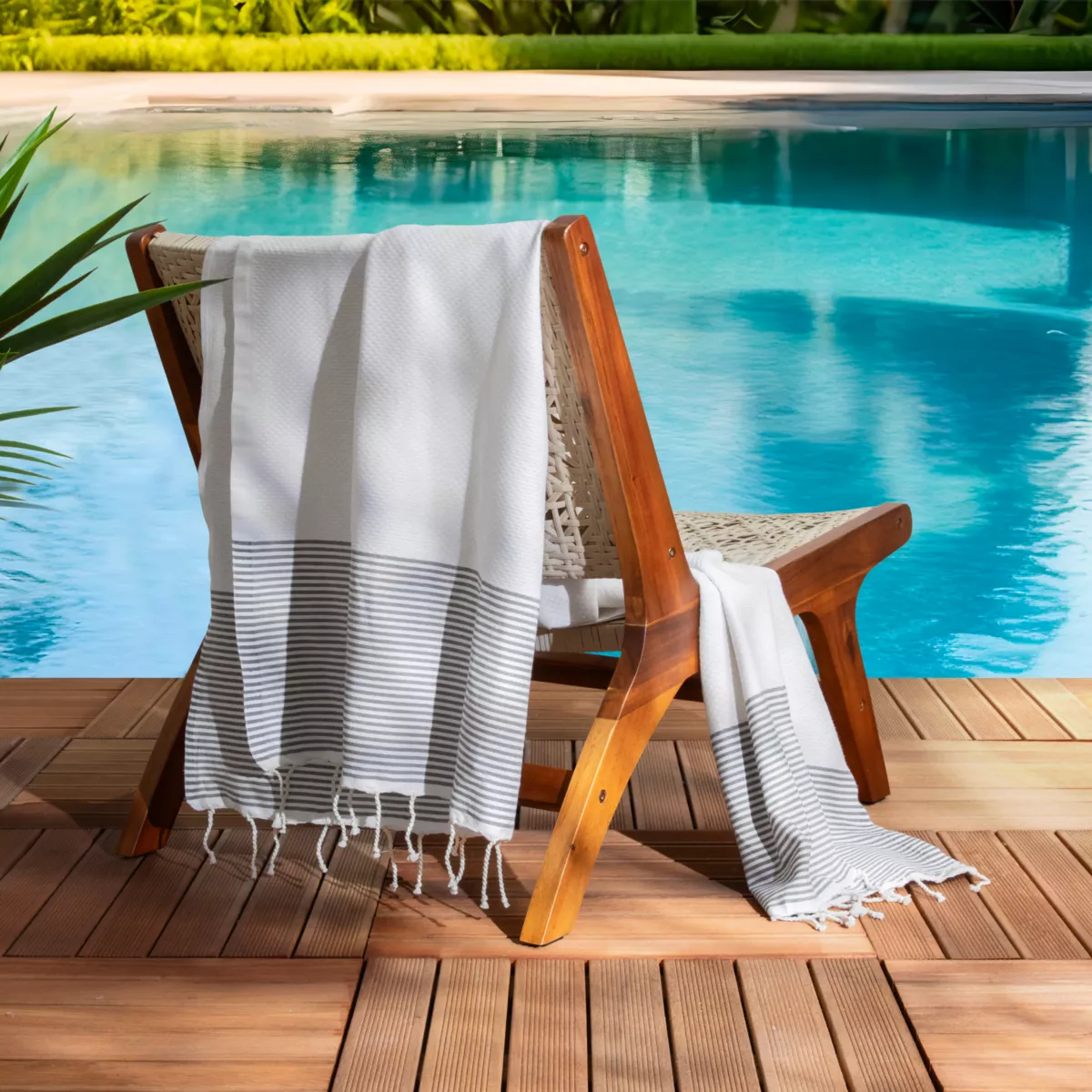 Strandtuch aus recycelter Baumwolle (100 x 200 cm) Océane Weiß