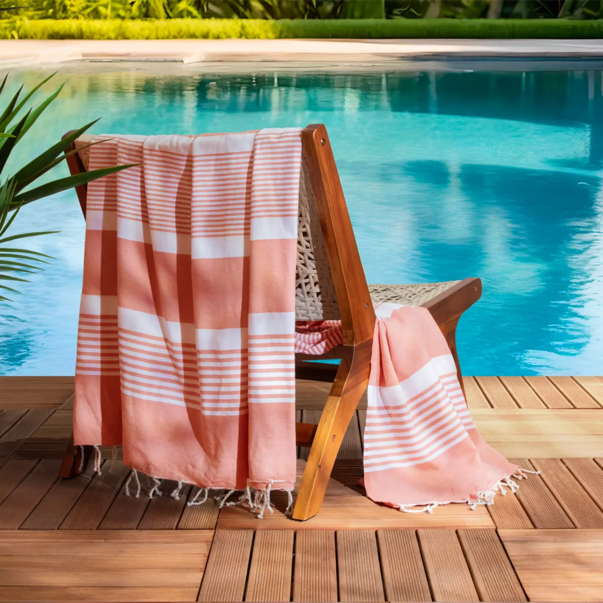 Fouta cotone riciclato (200 x 200 cm) Estate Corallo