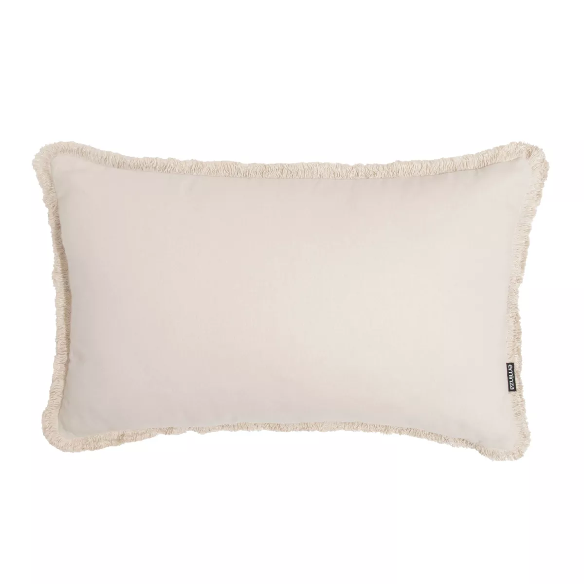 Coussin rectangulaire coton (40 x 60 cm) Pixel franges Beige