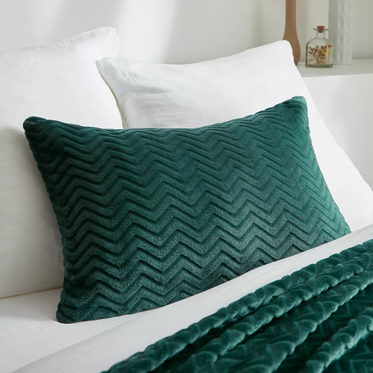 Coussin rectangulaire flanelle (40 x 60 cm) Zag Vert