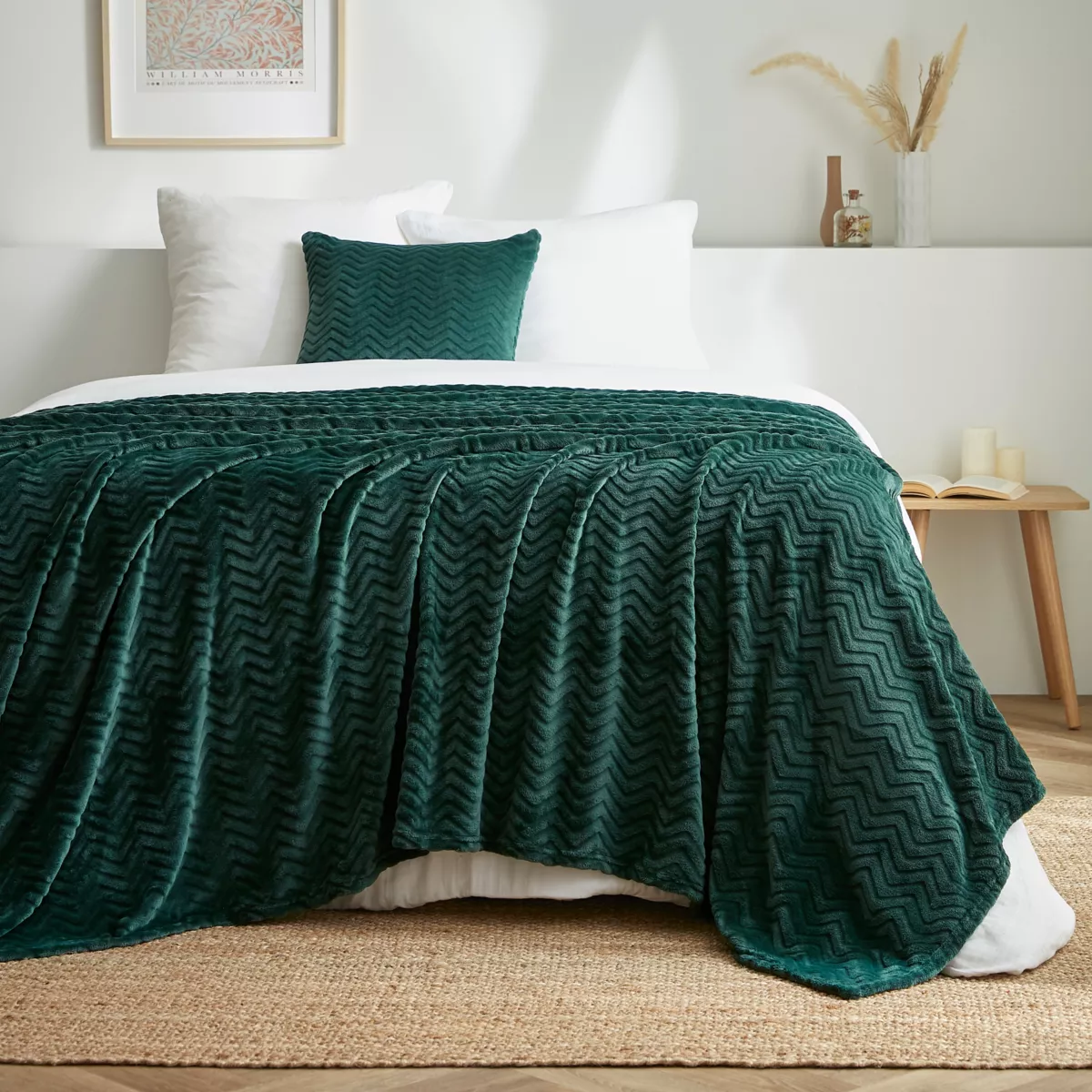 Manta suave en franela (220 x 240 cm) Zag Verde