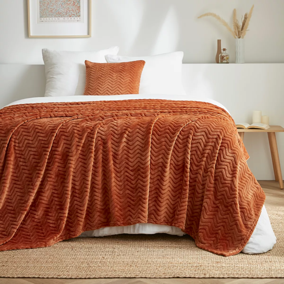 Plaid doux flanelle (220 x 240 cm) Zag Cuivre