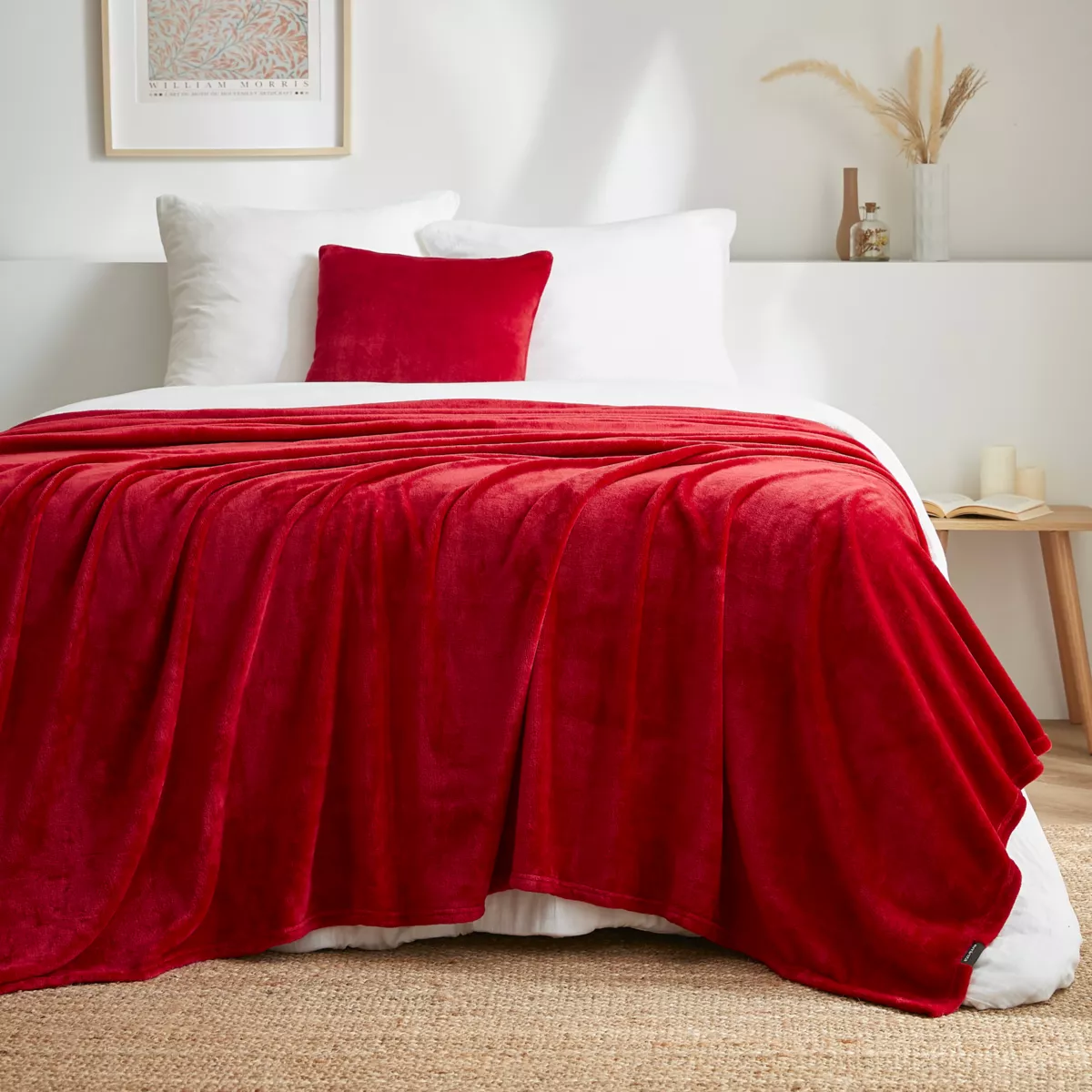 Plaid doux flanelle (180 x 230 cm) Didou Rouge 