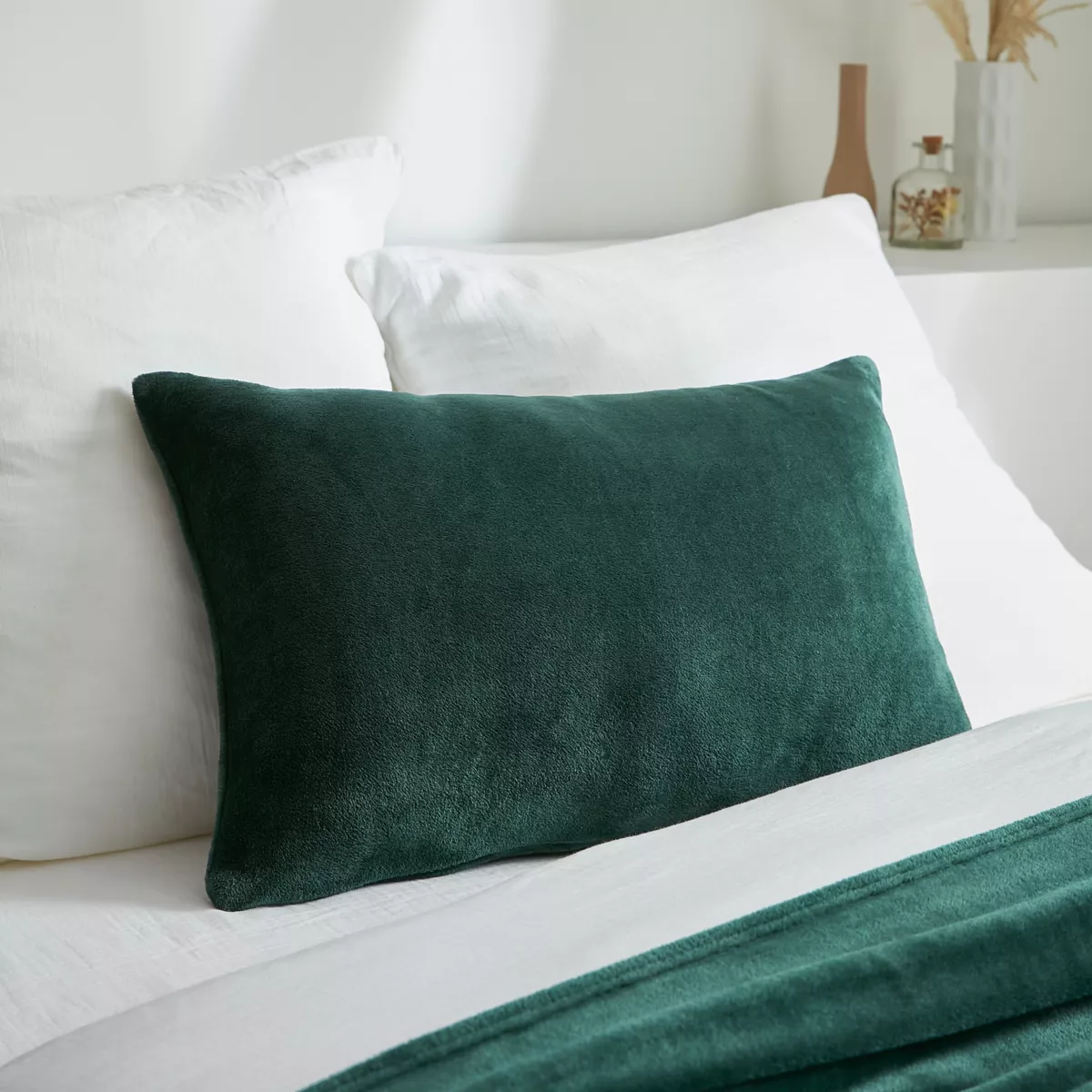 Funda de cojín rectangular en franela (40 x 60 cm) Didou Verde