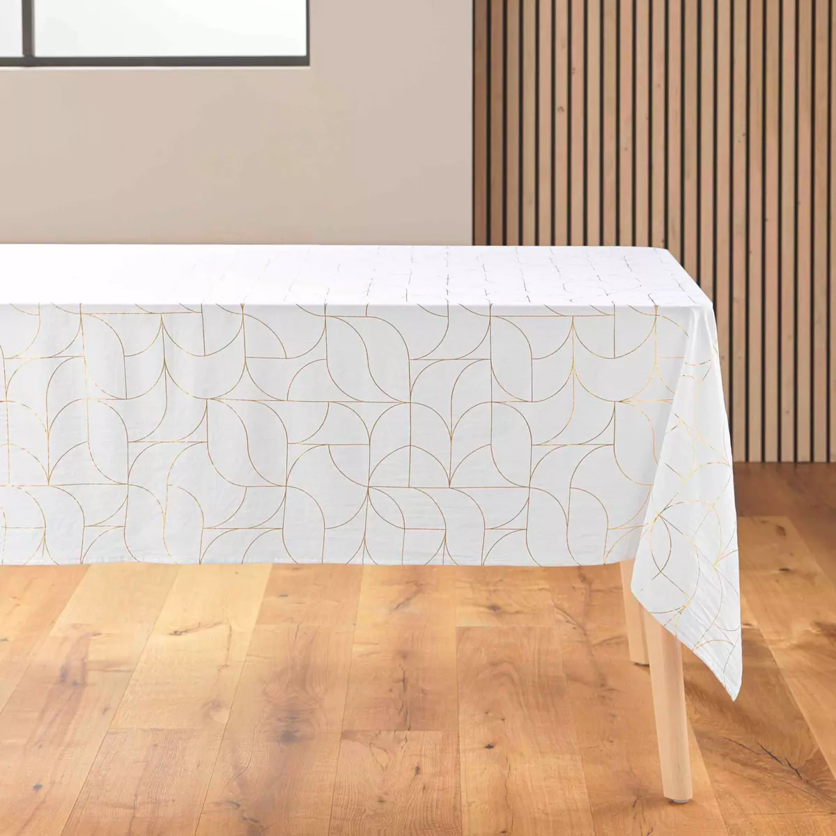 Tovaglia di Natale rettangolare anti macchia (140 x 240 cm) Louxor Bianco e dorato