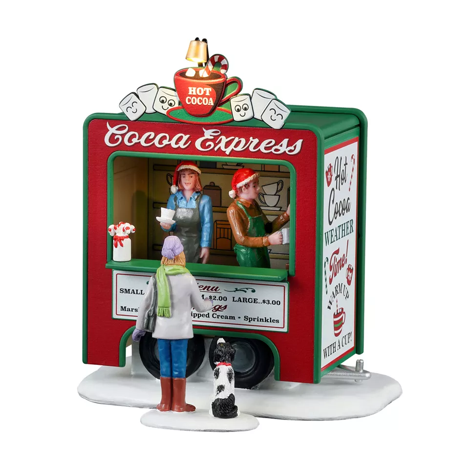 Villaggio di Natale Lemax luminoso a pile Stand di cioccolata calda