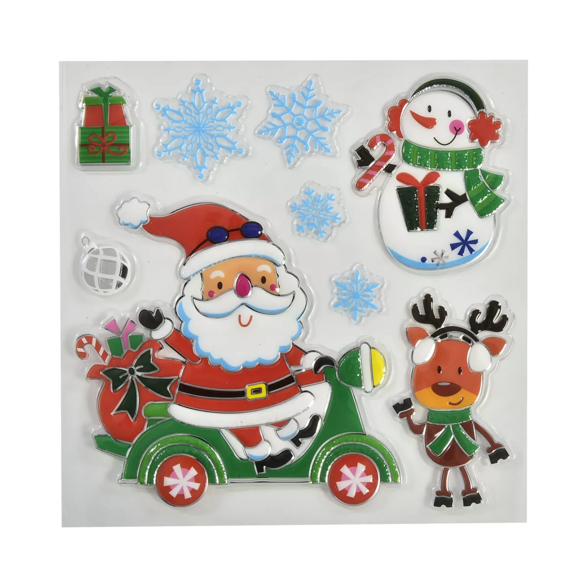 Weihnachtsaufkleber für Fenster Weihnachtsmann und seine Freunde