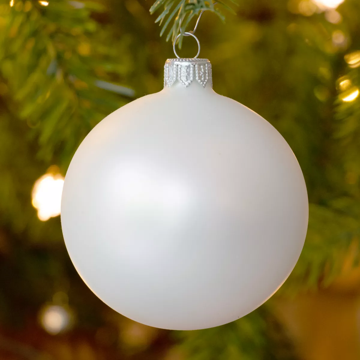 Lot de 4 boules de Noël en verre (D100 mm) Arctique mates Blanc  1