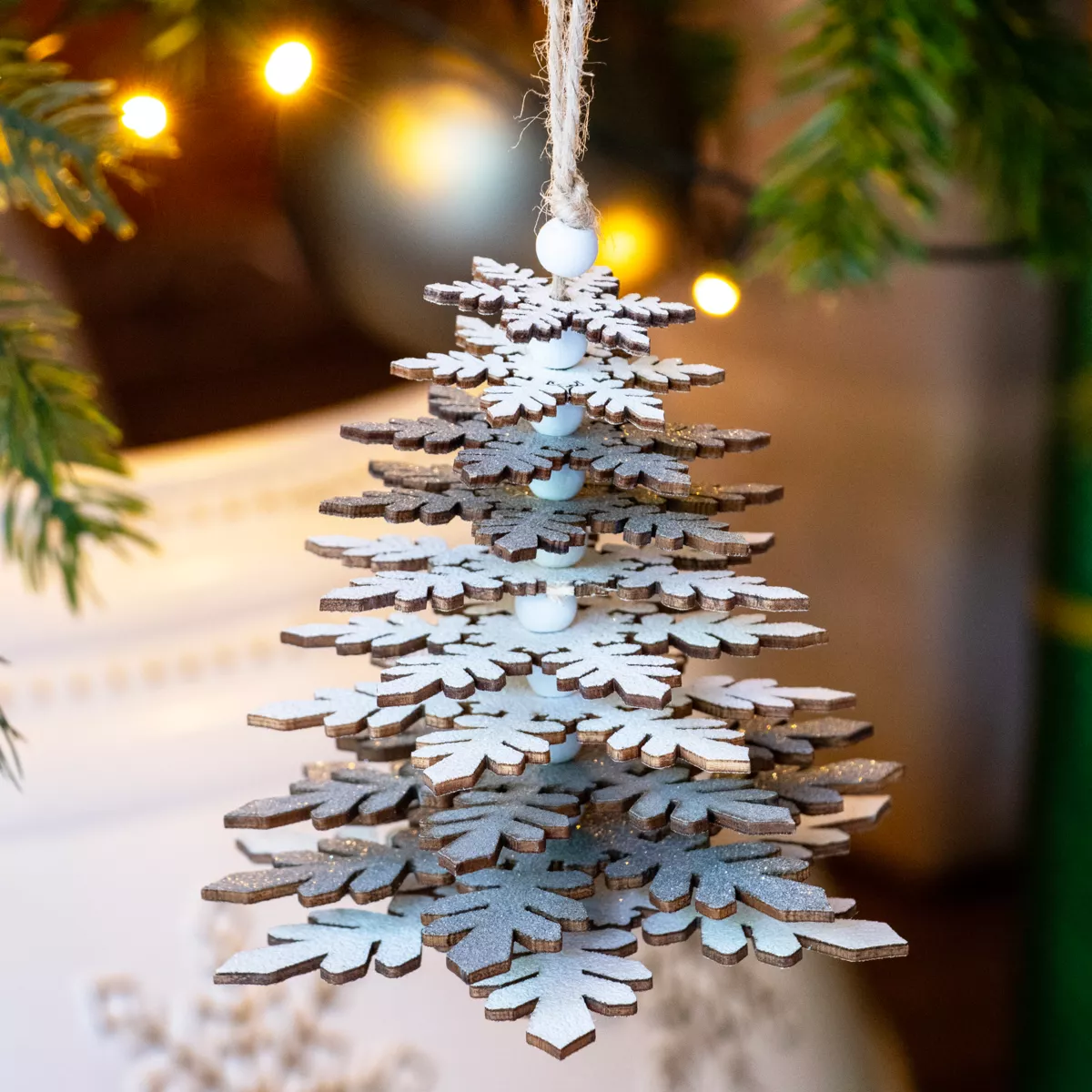 Alberi di Natale in legno Douglas Bianco 1