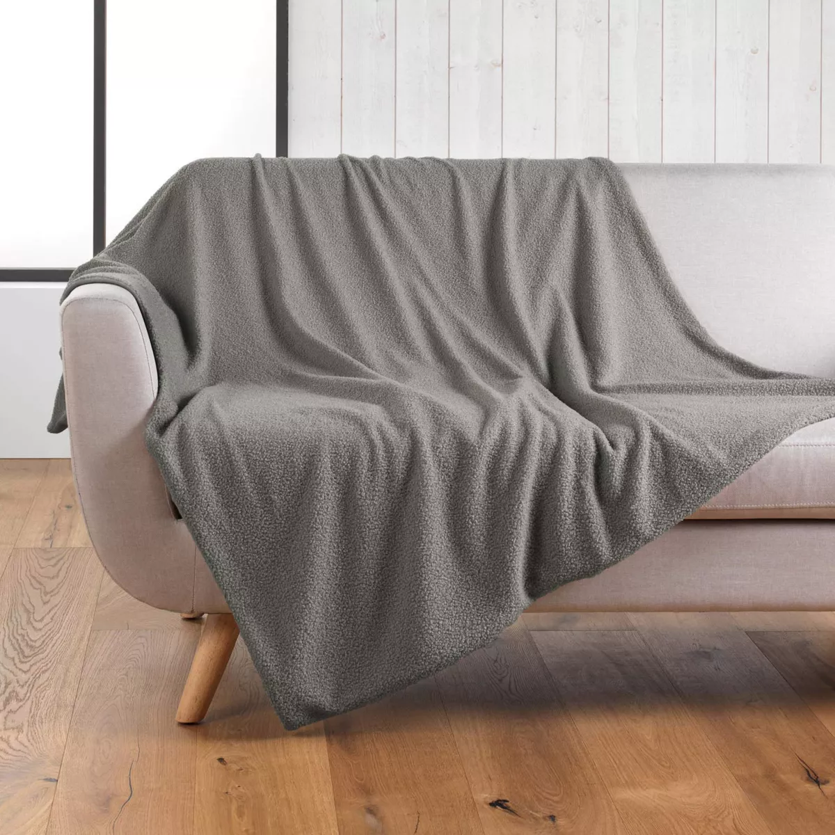 Plaid bouclette (180 x 220 cm) Wooly Gris