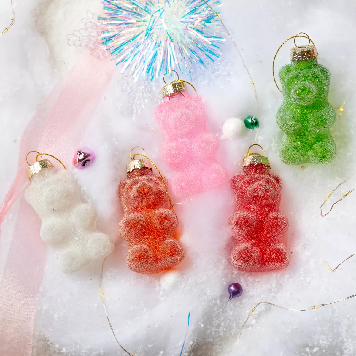 5er Set Glasbären (H8 cm) Süßigkeiten Leckereien Mehrfarbig