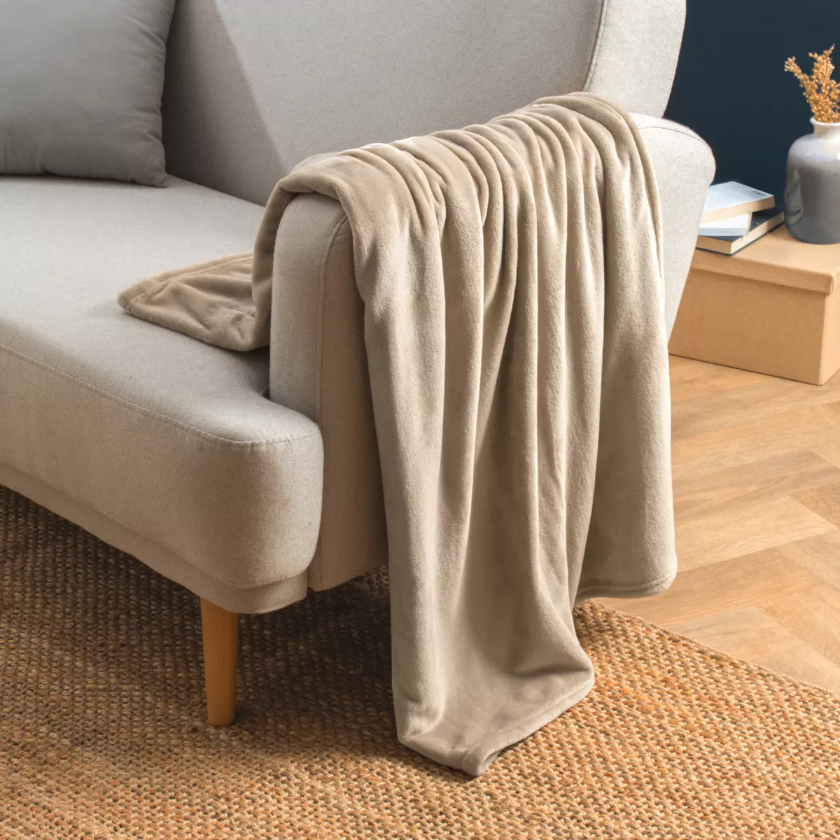 Manta suave en franela (125 x 150 cm) Didou Marrón helado