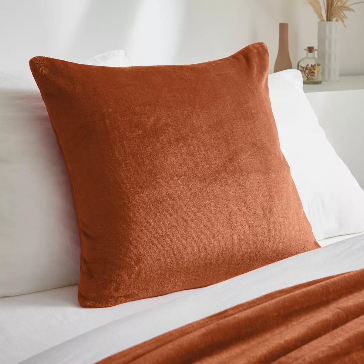 Funda de cojín cuadrada en franela (60 x 60 cm) Didou Cobre