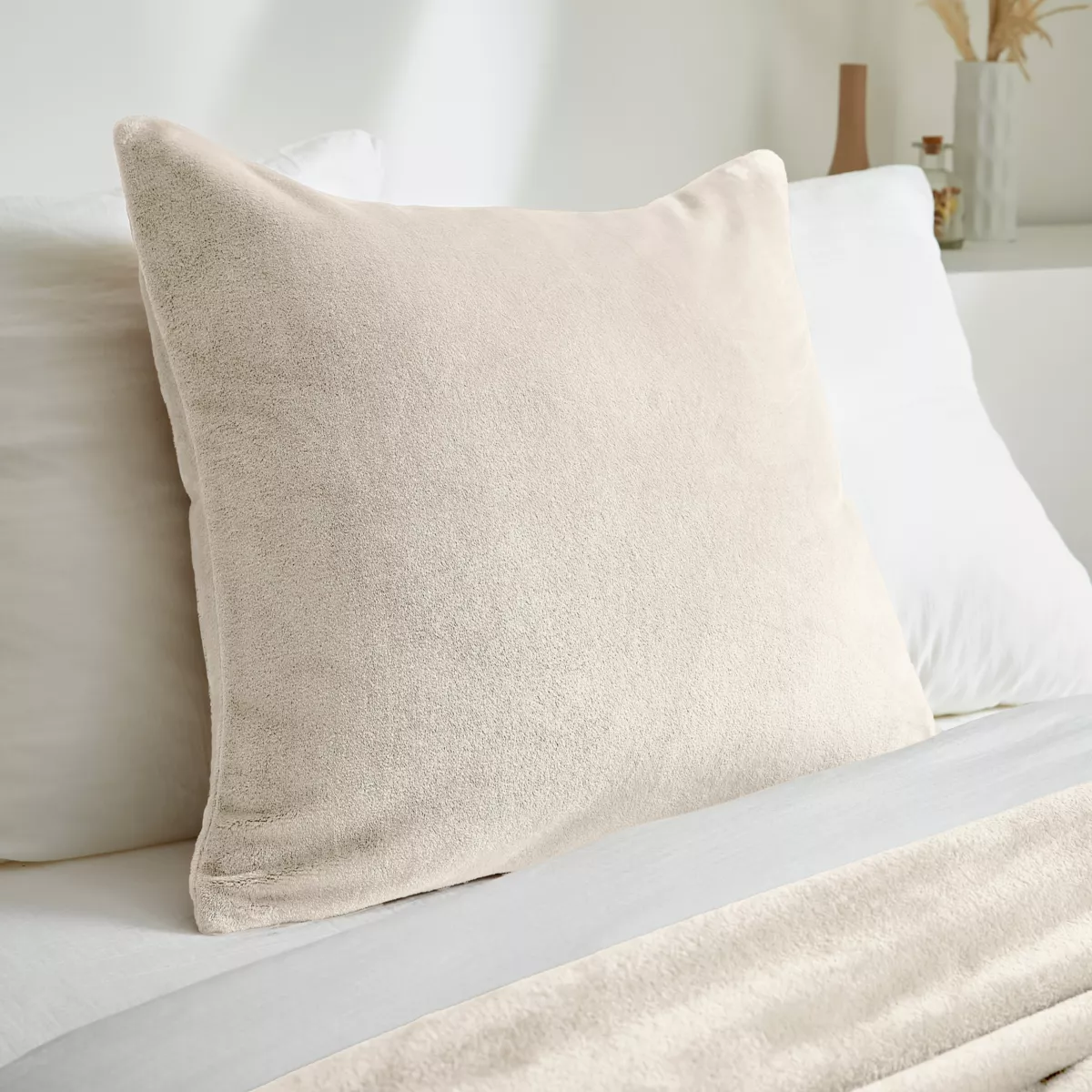 Fodera per cuscino quadrato in flanella (60 x 60 cm) Didou Beige greige