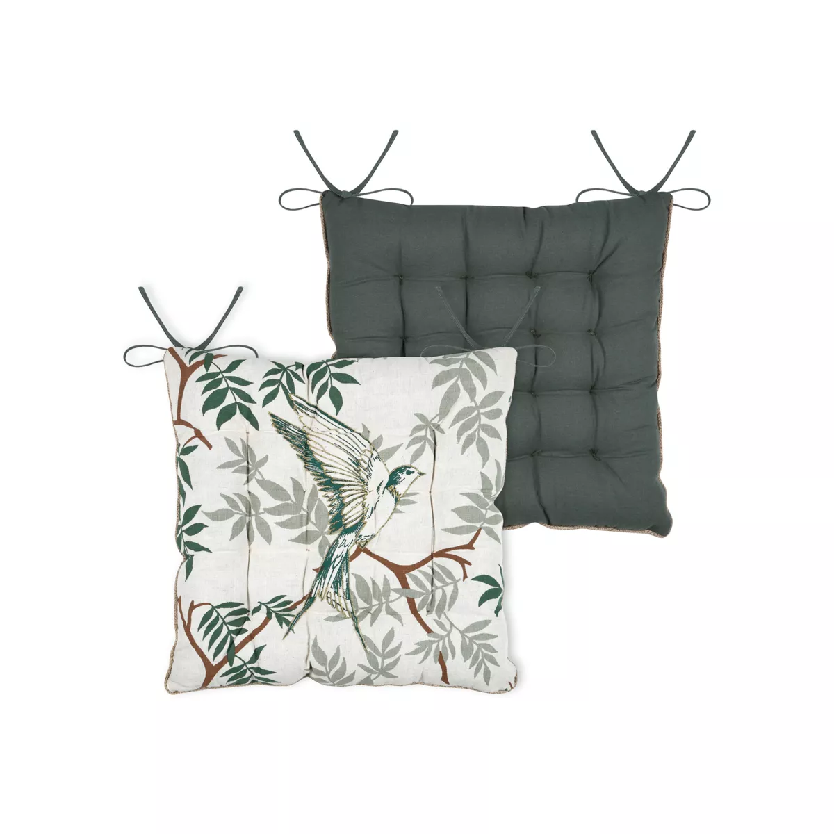 Coussin de chaise carré coton (38 x 38 cm) Botanys Ecru