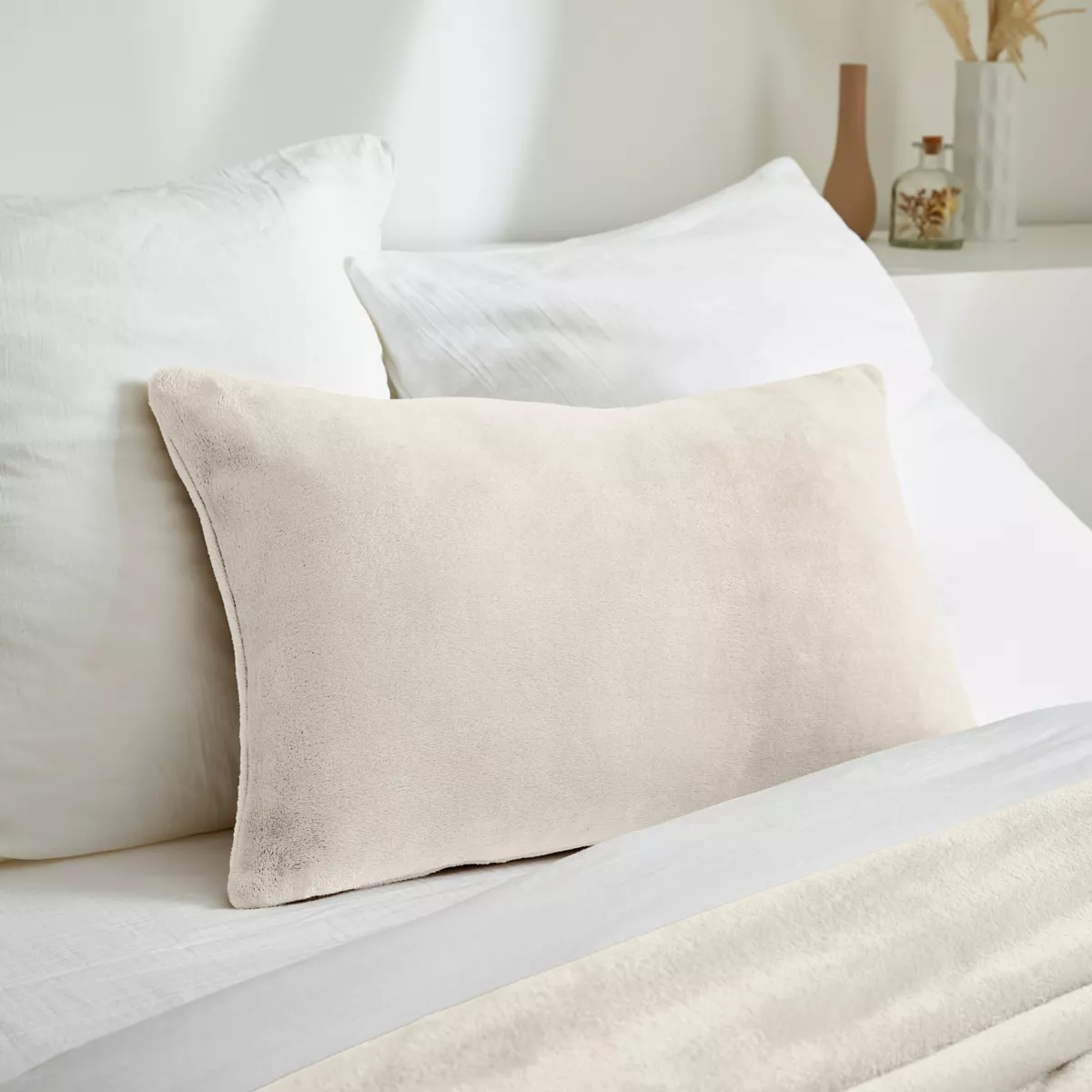 Funda de cojín rectangular en franela (40 x 60 cm) Didou Beige greige