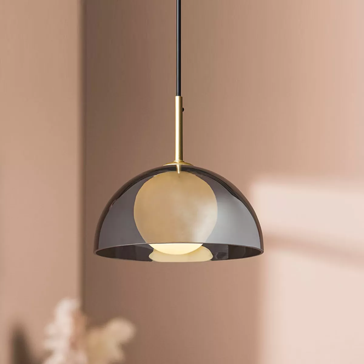 Lampadario in vetro (D20 cm) Luméa Nero