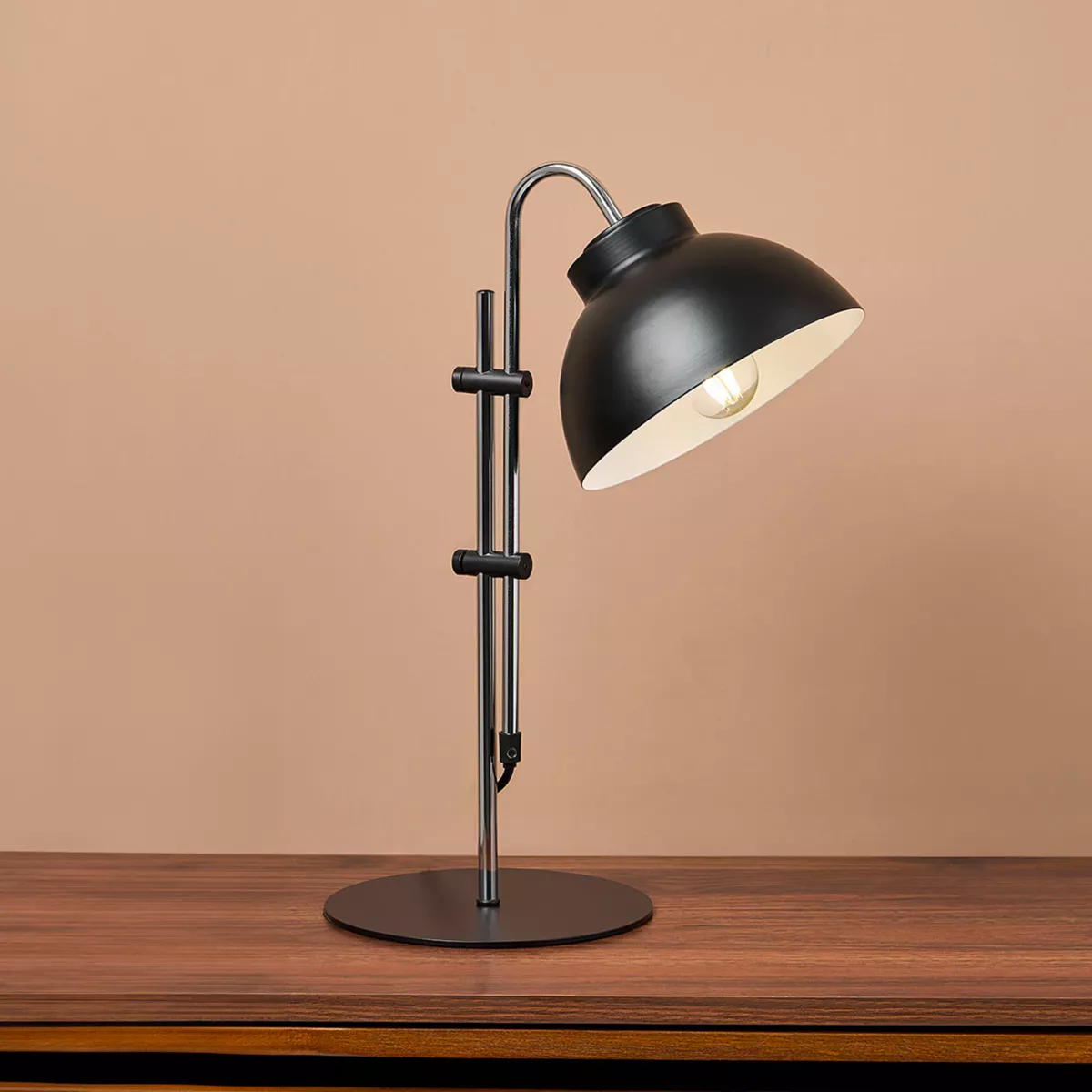 Lámpara ajustable de mesa (H30/110 cm) Industria metal Negro